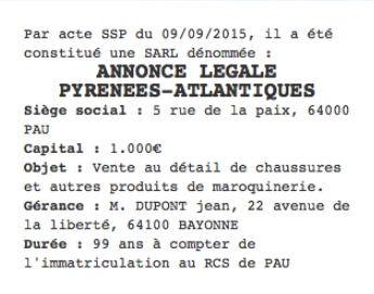 annonce legale pyrennees atlantiques